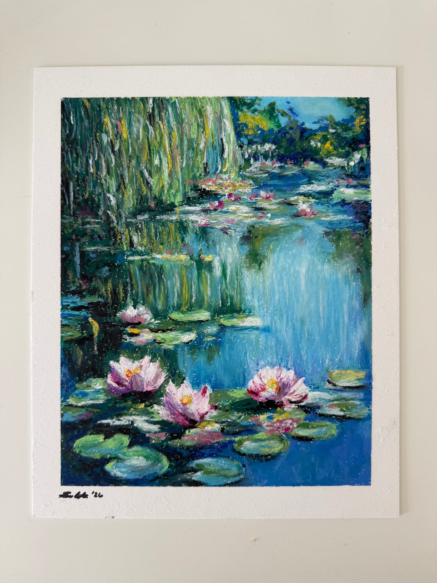 Waterlilies Oil Pastel Drawing