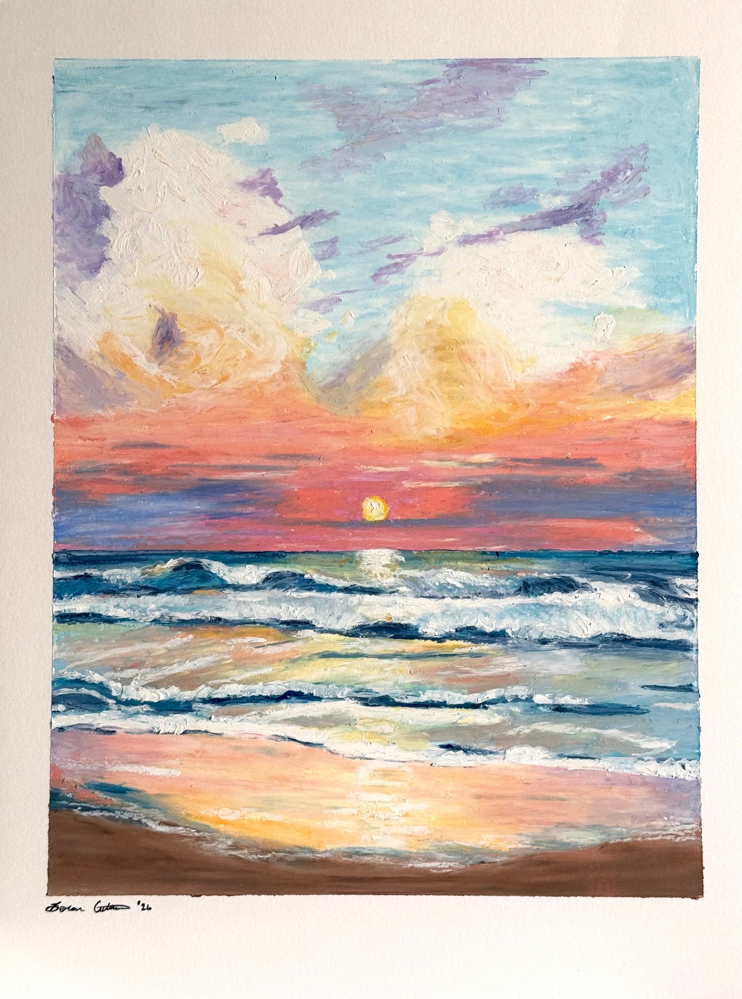 Jersey Shore Oil Pastel Drawing