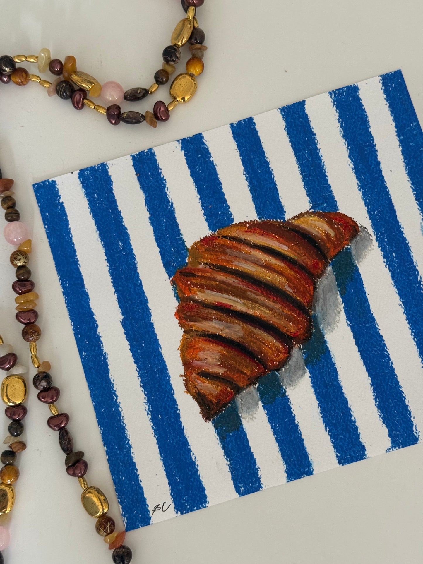 Croissant Oil Pastel Drawing
