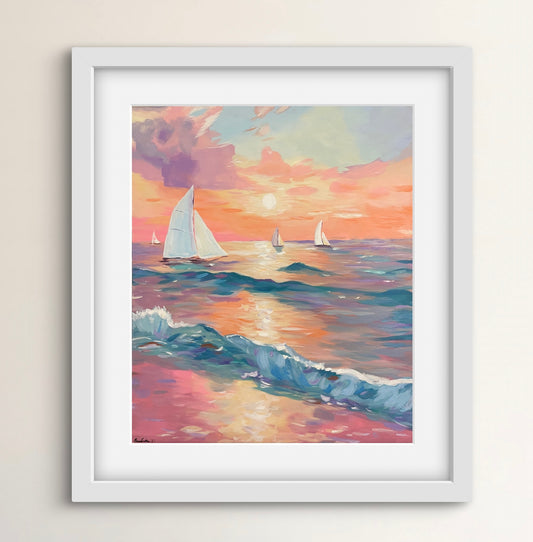 Sailboat Sunset Poster Print