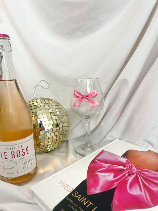 Pink Bow Wine Glass