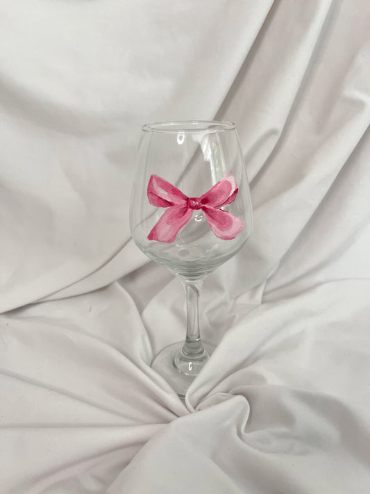 Pink Bow Wine Glass